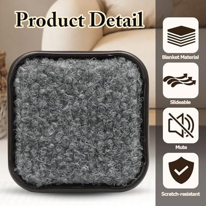 24Pcs Square Metal Felt Furniture Caster Cups, 1-3/4Inch Carpet-Bottom Furniture Sliders Non-Slip Wheel Savers, Floor Protectors Pads for Hardwood, Tile & Laminate Floors - size: 1-3/4"