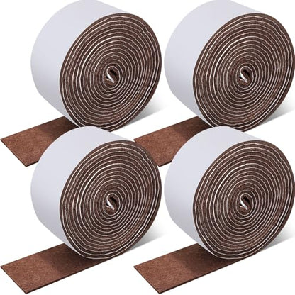 Zonon 4 Rolls 120 Inch Felt Strip with Adhesive Backing Felt Tapes Furniture Strip Rolls Self Stick Heavy Duty Polyester for Protecting Furniture and DIY Adhesive(Dark Brown,2 Inch) - color: Dark Brown, size: 2 Inch