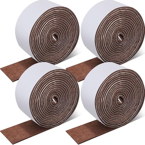 Zonon 4 Rolls 120 Inch Felt Strip with Adhesive Backing Felt Tapes Furniture Strip Rolls Self Stick Heavy Duty Polyester for Protecting Furniture and DIY Adhesive(Dark Brown,2 Inch) - color: Dark Brown, size: 2 Inch