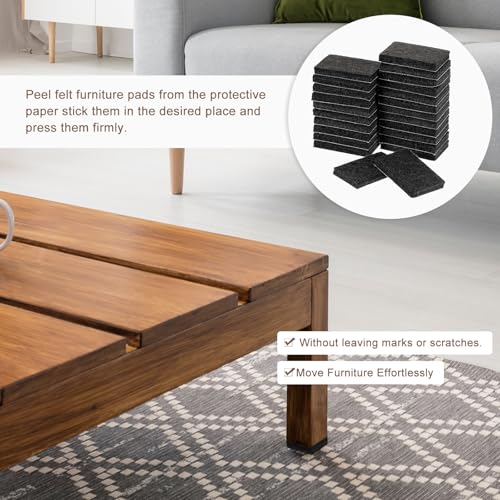 uxcell Furniture Pads, 24Pcs 1.4"x0.9" - Rectangle Self Adhesive Felt Furniture Pads, Hardwood Floor Protectors for Furniture Feet Chairs Legs (Black) - color: Black