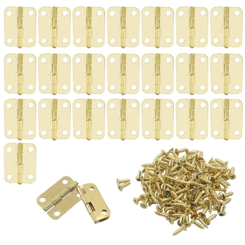 Murtenze 24Pcs Butt Hinge, 1" x 3/4" Metal Foldable Door Hinges with Screws for Cabinet Door Closet, Jewelry, Wooden Box (Gold) - color: Gold, size: 1 Inch - 24PCS