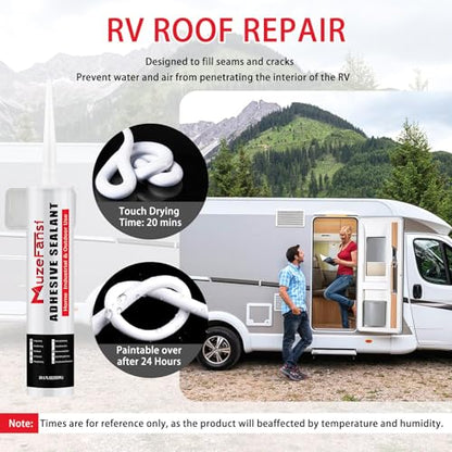 RV Roof Sealant, 6 Packs Non-Leveling Lap Sealant for RV Roofs - Non-Sag Silicone Caulk Waterproof Flexible Sealants for Campers Exterior Repairs, Trailers, Windows, Vents, White - style: 6 Packs Non Leveling