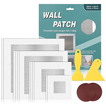 Drywall Repair Kit 12 Pieces Aluminum Wall Repair Patch Kit, 2/4/6/8 inch Self Adhesive Aluminum Wall Patch Kit, Drywall Repair Tools Kit for Ceilings Drywall Plasterboard