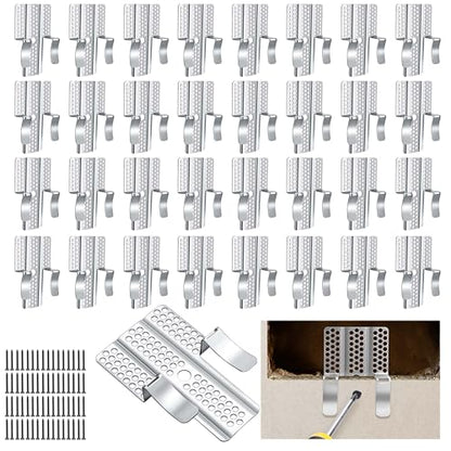 moonoom 32 Pack Drywall Repair Clips, 1/2 inch Drywall Fastener Clip with 64 Screws, Stainless Steel Wall Patch Clips for Damaged Walls Repairing - color: 32 Pcs
