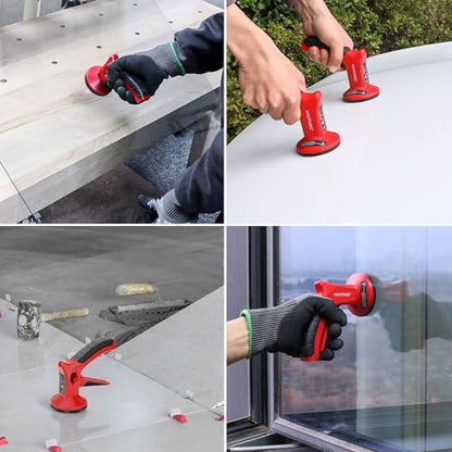 HAUTMEC 2 Pack Pistol Grip Suction Cup – Compact Suction Lifter with Quick Release Lever, One-Handed Operation for Tile, Glass, Stone & More – HT0439