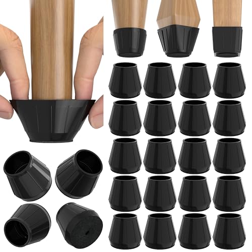 24PCS Silicone Chair Leg Floor Protectors for Hardwood Floors, Thicken Rubber Chair Leg Cap Covers, Non Slip Furniture Leg Pads to Protect Wood Tile Floors from Scratches and Reduce Noise - color: Black, size: Small(fit:0.83"-1.26")