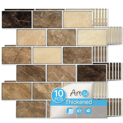 Art3d Peel and Stick Backsplash Tiles – 12"x12" Yellow Jasper Thicker Design, Self-Adhesive Wall Tile for Kitchen & Bathroom - color: Yellow Jasper