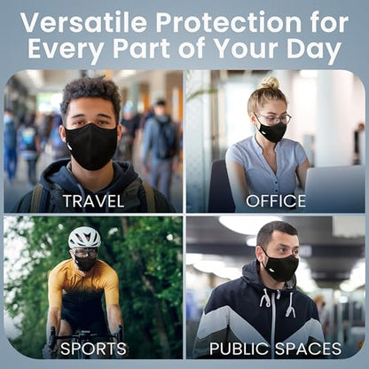 INHERENT Premium Traveler's Face Mask with Anti-Odor SILVERbac | Reusable, Adjustable, Comfortable - style: Black - Small