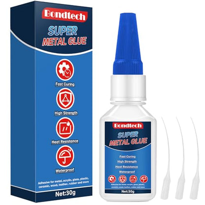 Metal Glue 30 g, Super Glue for Metal, Instant Clear Adhesive for Steel, Zinc, Aluminum, DIY and More, Waterproof, Heat-Resistant, with Anti-Clog Cap (Clear, 30 Grams * 1 Pack, Metal Glue) - size: 30 Grams * 1 Pack