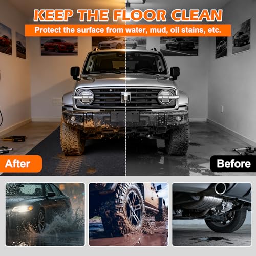 Grefinity Garage Floor Mat，8.2’x 22' Oil Spill Mat Heavy Duty Under Car Mat for Garage & Driveway, Protects Against Oil, Chemicals & Stains with TPE Anti-Leak Backing, Reusable & Washable - size: 8.2’x 22'