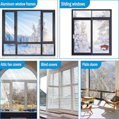Window Insulation Kit, 63 × 394 Inch Plastic Window Covering for Winter, Window Insulation Film Window Wrap Insulation Windows Winterizing Kit with Double-Sided Tape for 10 Pcs 3 x 5 Ft Windows - size: 63 × 394 Inch