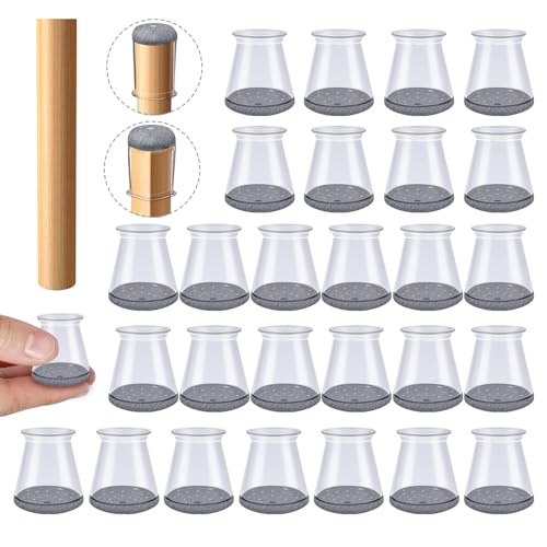 32 Pcs Chair Leg Protectors for Hardwood Floors, Silicone Felt Furniture Leg Cover Pad for Protecting Floors from Scratches and Noise, Smooth Moving, X-Small(Fit Round Diameter：1/2" to 5/16") - color: Clear-32pcs, size: Universal X-Small