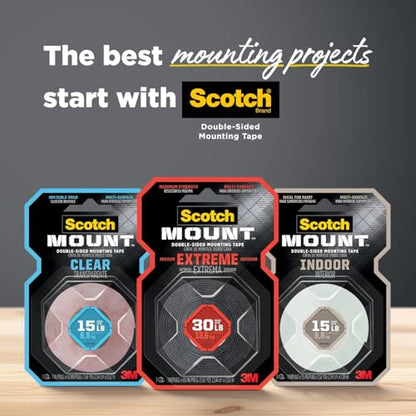 Scotch-Mount Double Sided Mounting Tape Heavy Duty, Black Extreme Mounting Tape, 1 Roll Adhesive Tape, 1 in x 400 in Wall Tape (33.3ft), Our Strongest Tape For Our Toughest Jobs (414H-Long-DC)