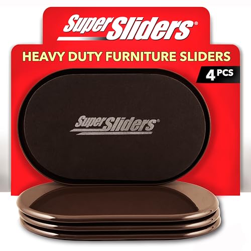 Super Sliders 5-3/4" x 9-1/2" XL Oval Reusable Furniture Sliders for Carpet, Anti-Slip Protective Furniture Moving Pads for Beds, Sofas, Dressers, Set of 4, Brown - color: Brown, size: For Carpet - Pack of 4