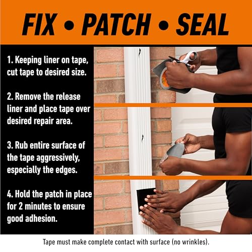 Gorilla Waterproofing Tape, Black, 4" x 10' (Pack of 2) - Permanent Weather Resistant Seal for Leaks and Repairs - size: 2 - Pack