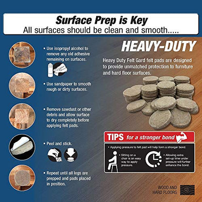 Shepherd Hardware 9928 3-Inch Heavy Duty Self-Adhesive Felt Furniture Pads, 4-Pack, Beige - size: 3-Inch