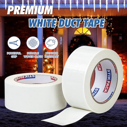 2 Pack Duct Tape Heavy Duty, White Tape 2 Inches x 30 Yards, 8.27 mil, Strong Industrial Strength, Flexible, No Residue, Waterproof and Tear by Hand, Multi-Use for Indoor & Outdoor Repairs - color: White