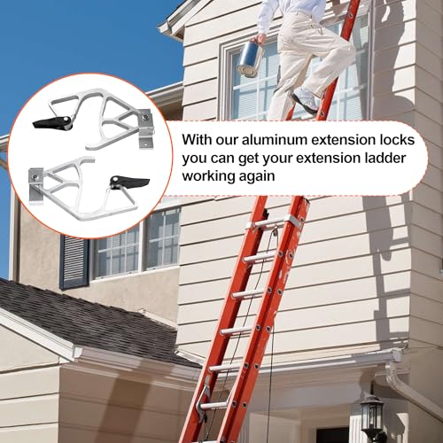 Aluminum Extension Ladder Locks for Wer-ner 28-11 Ladders, Rung Ladder Lock Kit Compatible with Wer-ner Aluminum Fiberglass 24 ft, 28 ft, 32 ft Extension Ladders Parts - size: Extension Ladder Locks for Werner