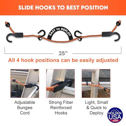 Holden USA - Adjust-A-Hook Ladder Bungee - Ladder Stabilizer Hook – Secure Ladder Safety Support for Roofs, Gutters, and Painting Prep – Durable Ladder Hook Attachment for Roofing and Gutter Work