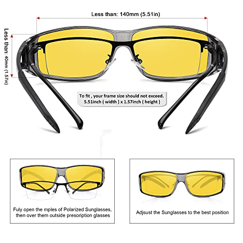 MEETSUN Fit Over Glasses Sunglasses for Men Women,Wrap Around Sunglasses Polarized UV400 Protection - color: (Z1)transparent Gray Frame-night Vision Lens