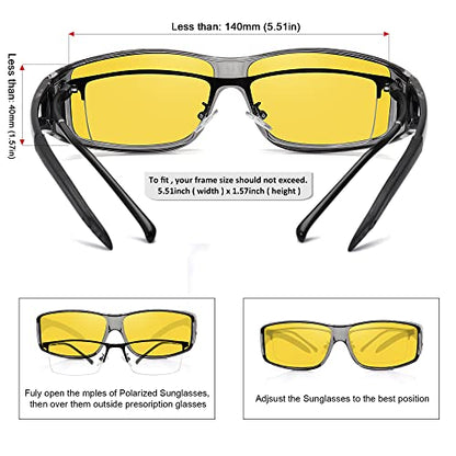 MEETSUN Fit Over Glasses Sunglasses for Men Women,Wrap Around Sunglasses Polarized UV400 Protection - color: (Z1)transparent Gray Frame-night Vision Lens