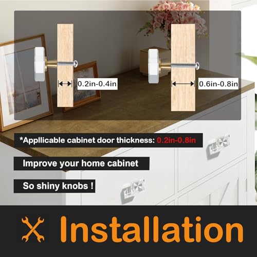 Crystal Kitchen Cabinet 4 Knobs Clear Dresser Knob Cabinets Handles Pulls, Glass Closet Drawer Drawers Cupboard Square Hardware Satin Copper Bathroom Bedroom Pull Single-Hole Knobs Brushed Nickel - color: Nickel-4 pack, size: Square
