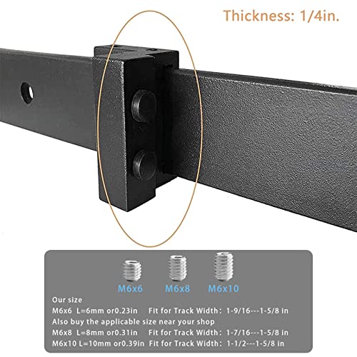 2PCS Barn Door Stopper for Sliding Barn Door Flat Track, Perfect Replacement Sliding Door Hardware Accessories, Black (Fit for Track: Width: 1-7/16 in-1-5/8 in, Thickness: 1/4 in)