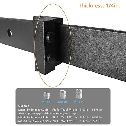 2PCS Barn Door Stopper for Sliding Barn Door Flat Track, Perfect Replacement Sliding Door Hardware Accessories, Black (Fit for Track: Width: 1-7/16 in-1-5/8 in, Thickness: 1/4 in)