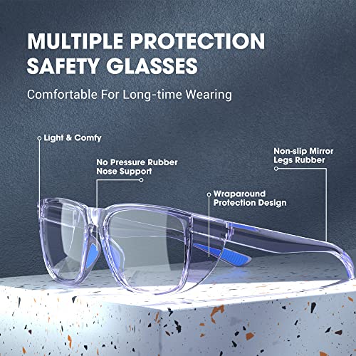 DILANCO Clear Safety Glasses Goggles With Side Shields for Women Men,Fog & Scratch-Resistant Complete UV Protection Eyewear - color: Purple
