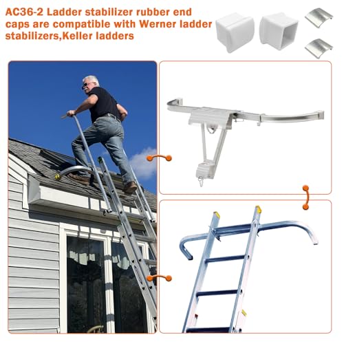 Showingo AC36-2 Ladder Stabilizer Rubber End Caps with Metal Insert, Extension Ladder Stabilizer Pads Compatible with Werner Standoff/Stabilizer AC78 & AC76 Replacement Rubber End Caps 4Pack - color: 4 Pcs