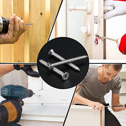 50 PCS #12X3 Stainless Steel Phillips Flat Head Wood Screws,Stainless Steel 18-8 A2(304) Screw,Home Screw Kit by QISHENG - color: Colorless, size: #12x3"