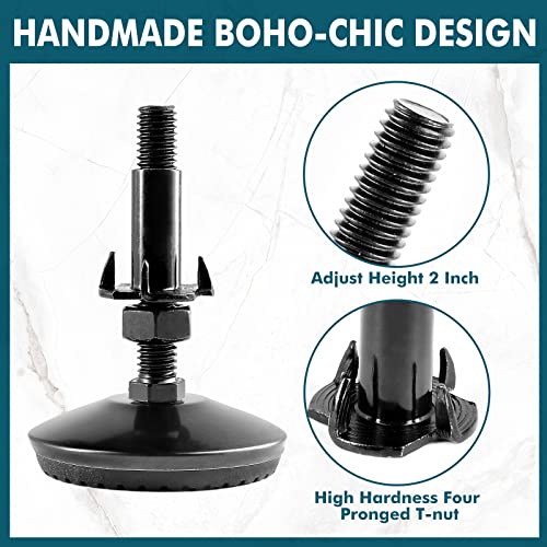 8 Set M8 Leveling Feet with 4-Pronged T Nut, Adjustable Leg Levelers Heavy Duty Furniture Levelers, M8 Furniture Legs with 2" Thread Length for Cabinet Sofa Table Chair Raiser, Black - color: Black, size: M8 x 50mm