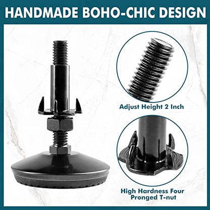 8 Set M8 Leveling Feet with 4-Pronged T Nut, Adjustable Leg Levelers Heavy Duty Furniture Levelers, M8 Furniture Legs with 2" Thread Length for Cabinet Sofa Table Chair Raiser, Black - color: Black, size: M8 x 50mm