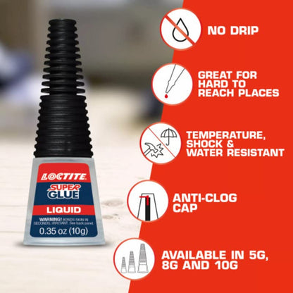 Loctite Super Glue Liquid Longneck Bottle, Clear, 0.35 fl oz Bottle, 2 Pack - Superglue for Plastic, Wood, Metal, Crafts & Repair, Cyanoacrylate Adhesive Instant Glue, Quick Dry - size: 0.35 fl oz (Pack of 2)