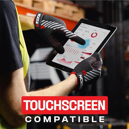 NoCry Utility Gloves for Men with Reinforced Fingers and Thumb Crotch; Double Stitched Palm and Touchscreen Tips; Breathable and Highly Flexible; — Ideal for Mechanics, Construction and Yard Work - size: Large, style: Lite