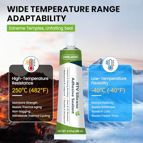 SHIELDOM RTV Silicone Adhesive Sealant 100% Silicone Sealer All-Purpose Caulk Waterproof Stronger Adhesion, Shrink & Crack Proof Caulking for Car, Kitchen, Window, Bathroom, Door (Clear, 3.4 Fl. Oz.) - color: Clear