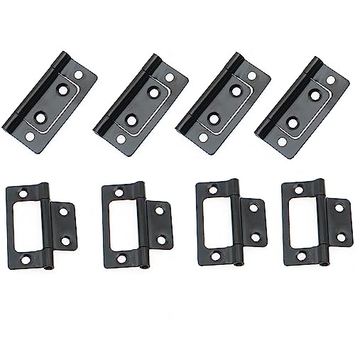 Bi-Fold Door Hardware 8 Pack Non-Mortise Door Hinges Heavy Duty Bifold Butt Cabinet with Mounting Screws Stainless Steel Ball Bearing Black