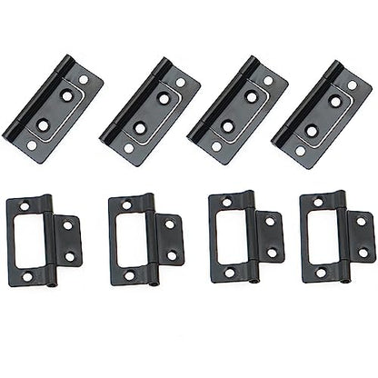 Bi-Fold Door Hardware 8 Pack Non-Mortise Door Hinges Heavy Duty Bifold Butt Cabinet with Mounting Screws Stainless Steel Ball Bearing Black
