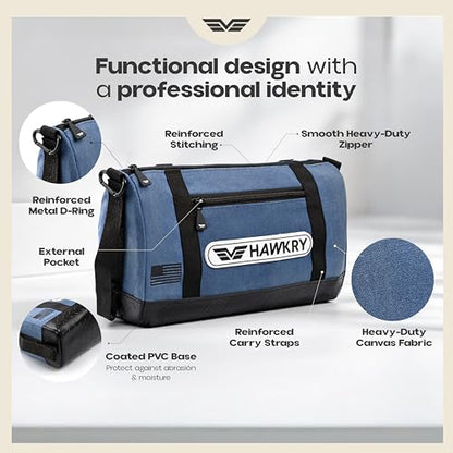 HAWKRY Heavy Duty Canvas Tool Bag – Waterproof Canvas Zipper Pouch, Garden Tool Bag, Construction Bags Heavy Duty, Small Zipper Pouch, Motorcycle Tool, Multipurpose Fishing Bag - color: White Blue