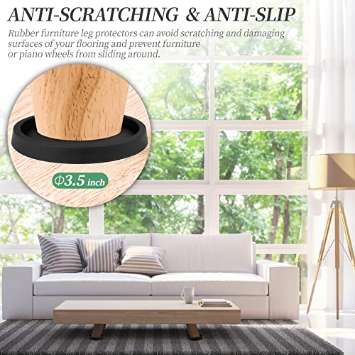 Furniture Pads,8 Pcs 3.5 Inch Rubber Non Slip Coasters Hardwood Floor Protectors for Furniture Legs Sofa Bed Piano Chair Feet Prevent Sliding Stoppers - size: 3.5 inch