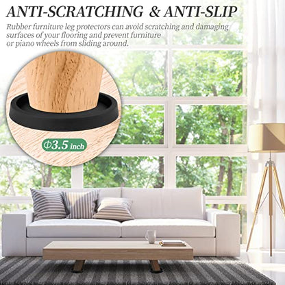 Furniture Pads,8 Pcs 3.5 Inch Rubber Non Slip Coasters Hardwood Floor Protectors for Furniture Legs Sofa Bed Piano Chair Feet Prevent Sliding Stoppers - size: 3.5 inch