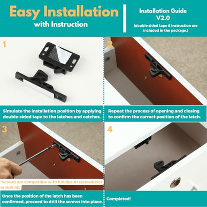 RV Drawer Latches and Catches, 8 Pack RV Cabinet Door Latches and Catches, 10 LBS Pull Force Latch for RV Camper Motor Trailor Home Office Cabinet Drawer, with Mounting Screws and Double-Sided Tape