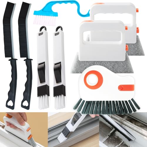 Window Track Cleaner Tools Set - 8 Pcs Groove Cleaning Brush Kit, for Sliding Door Track, Shutter, Sill, Tile Lines, Sink - size: 8 PCS