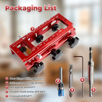 JOJOCY 1229 Hinge Jig Plus, Dual Clamping Door Hinges Mortiser Kit with Strike & Latch Templates, Self-Aligning Hinge Jig for 2.5” to 5.5” Hinges