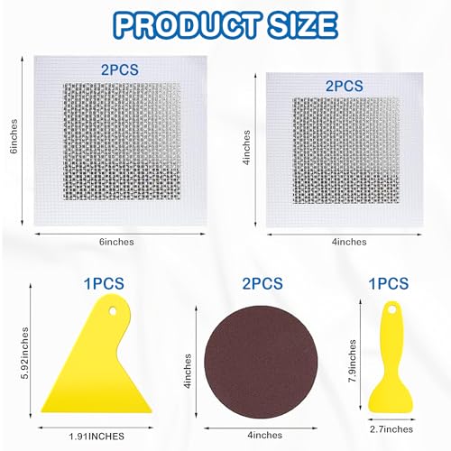 Drywall Repair Kit 4 Pack, 4, 6 Inch Aluminum Wall Repair Patch Kit with Small, Medium Scrapers, Sandpaper, Self Adhesive Fiber Mesh, Dry Wall Hole Repair Patch, Galvanized Metal Patch ( 8 Pcs ) - size: 8 Pcs (4",6")