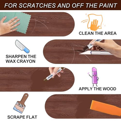 Wood Filler Sticks with 1P Box, 1P Knife, 1P Scraper and 1P Rag, Pletpet 10 Colors Furniture Crayon Touch Up Wood Filler Nail Hole Wax Sticks for Repairing Scratches and Nail Holes (10p) - size: 10p