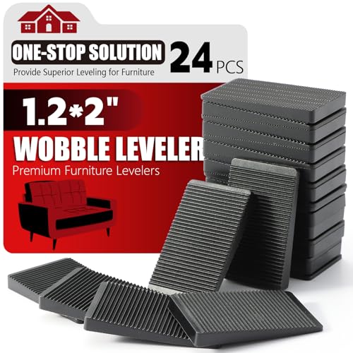 Furniture Leveler 24pcs Kit Size Variety | Multi-Purpose Rubber Shim for Leveling Feet Stable | Anti-Wobble Pad for Uneven Table, Dresser Leg, Toliet and More Furniture | Prevent from Wobbling - color: Black-24pcs, size: 2.0*1.2*0.25inch
