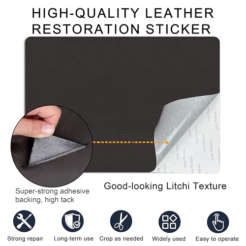Self Adhesive Leather Repair Patch,8x12 inch Vinyl Repair Kit,Leather Repair Kit for Furniture,Car Seat,Couch,Office Chair,2 Pcs Coffee - color: Coffee, size: 8*12inch