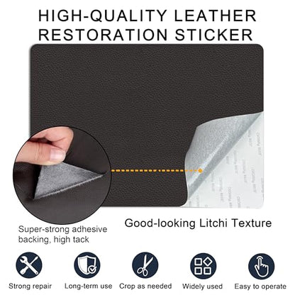 Self Adhesive Leather Repair Patch,8x12 inch Vinyl Repair Kit,Leather Repair Kit for Furniture,Car Seat,Couch,Office Chair,2 Pcs Coffee - color: Coffee, size: 8*12inch