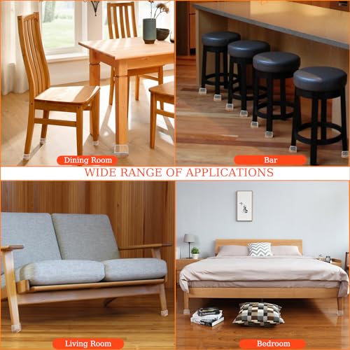 8 Pcs Extra Large Chair Leg Floor Protectors - Felt Furniture Pads for Hardwood Floors, Clear Silicone Chair Leg Covers Caps, Furniture Floor Protectors, Prevent Scratches and Noise(Fit 1.4"-1.8") - size: Large